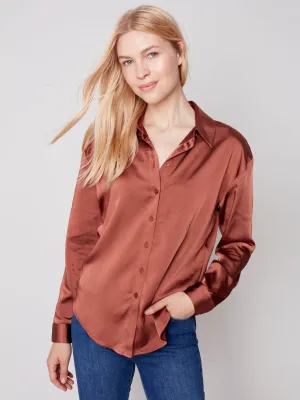 Charlie B. Satin Button Down Shirt