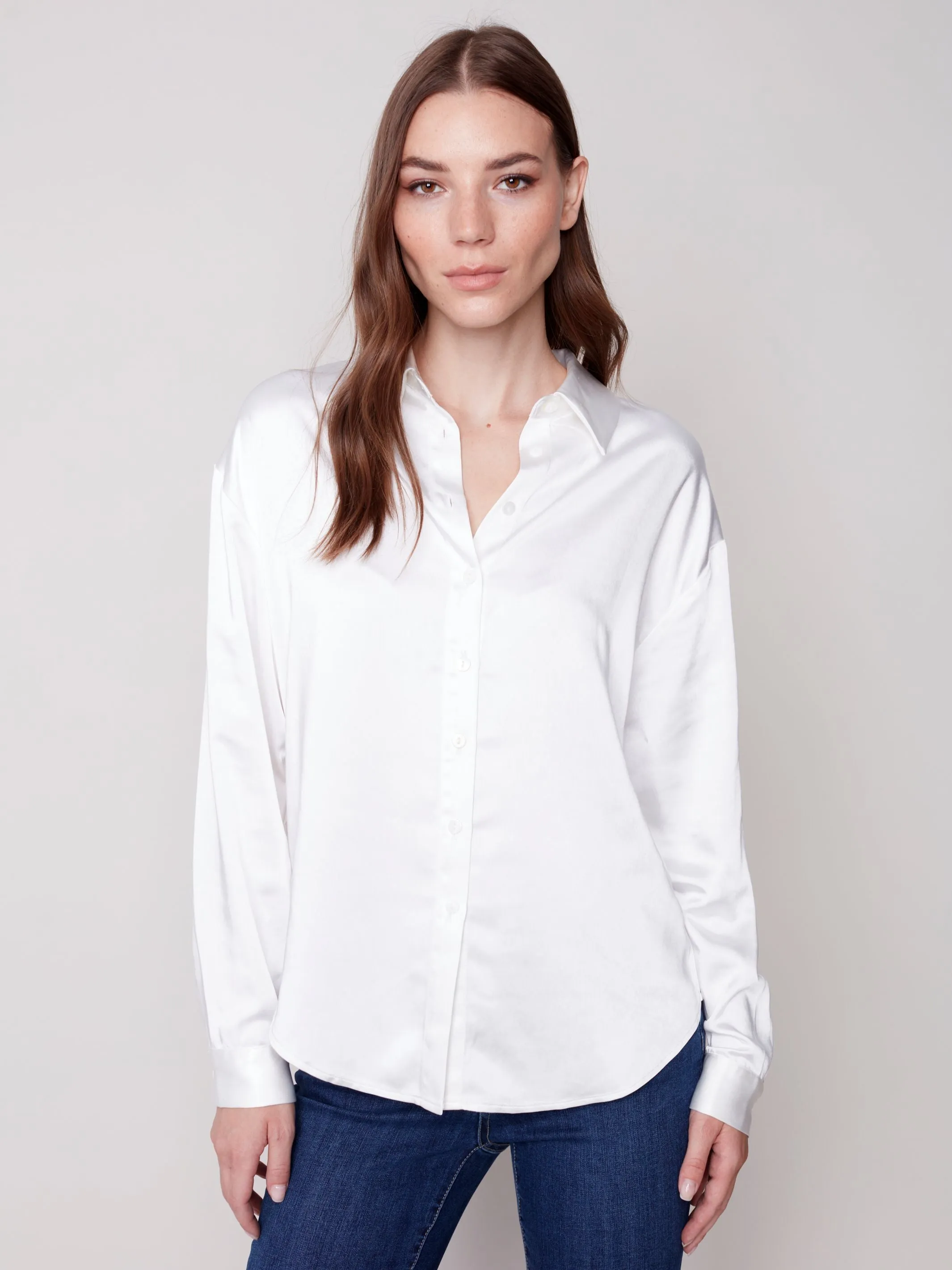 Charlie B. Satin Button Down Shirt