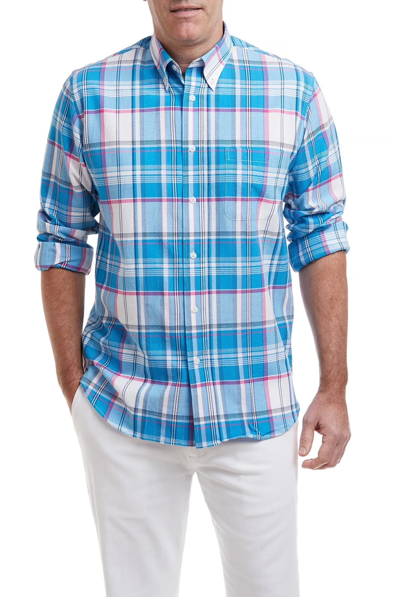 Chase Shirt Blue and Pink Union Seersucker