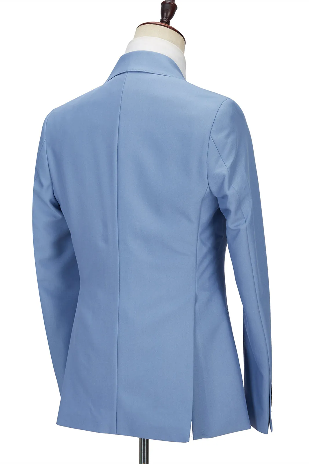 Chic  Blue Peak Lapel Men's Suit 3 Piece Men's Formal Suit without Flap