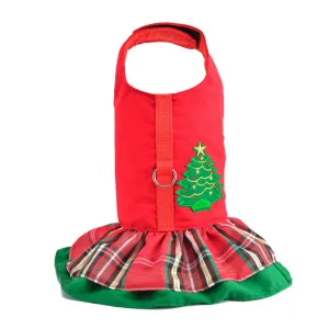 Christmas Tree Plaid Ruffled Dog Vest Harness