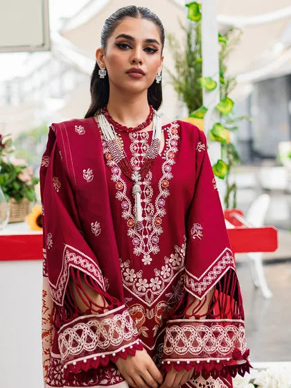 Classic Cherry Red Pakistani Salwar Kameez Embroidered Salwar Suit