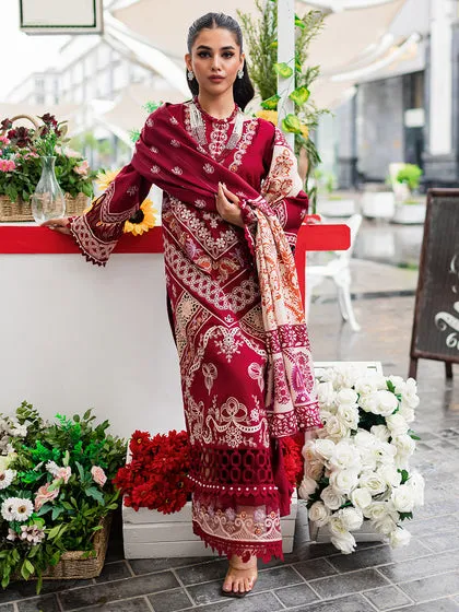 Classic Cherry Red Pakistani Salwar Kameez Embroidered Salwar Suit