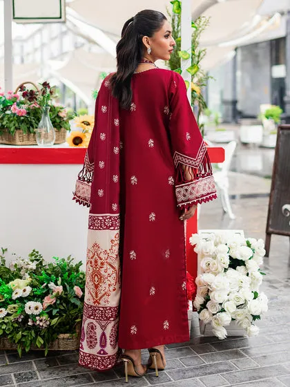 Classic Cherry Red Pakistani Salwar Kameez Embroidered Salwar Suit