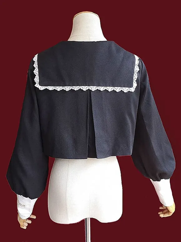 Classic Ruffles Long Sleeves Black
