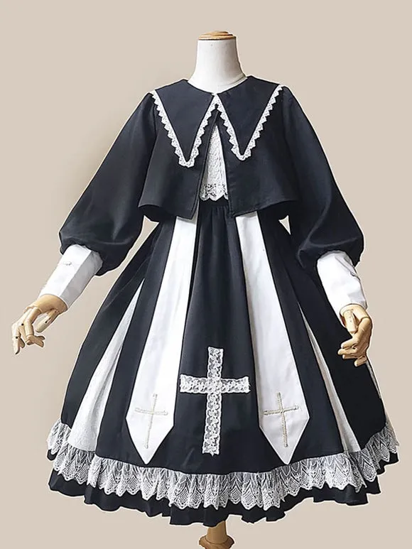 Classic Ruffles Long Sleeves Black