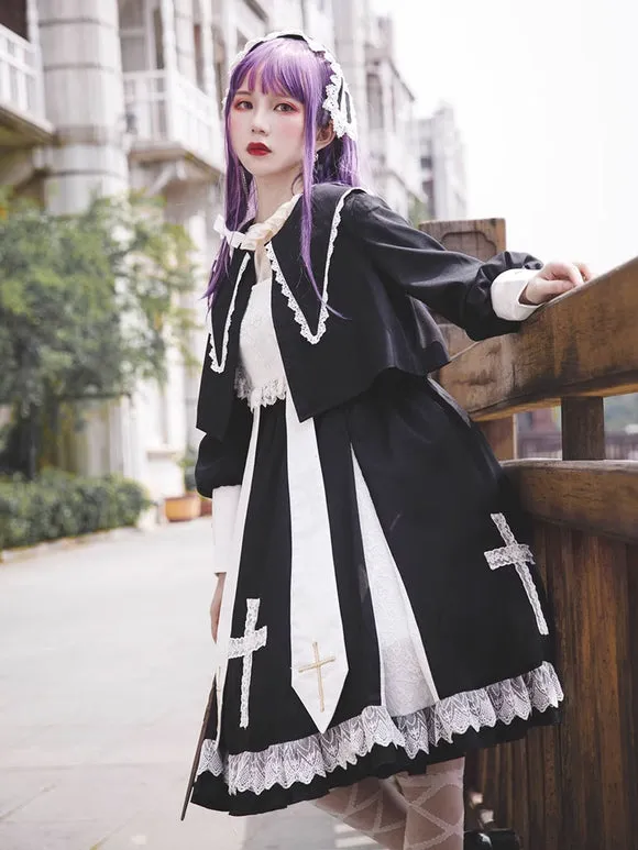 Classic Ruffles Long Sleeves Black