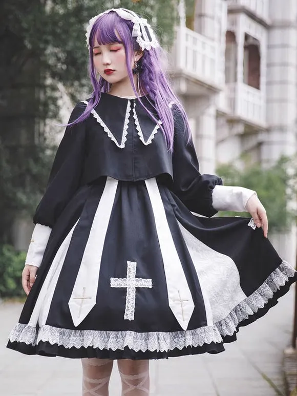 Classic Ruffles Long Sleeves Black