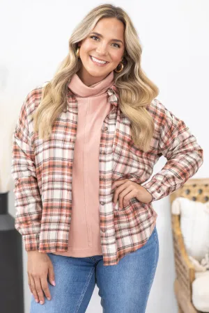 Collared Long Sleeve Button Down Plaid Top