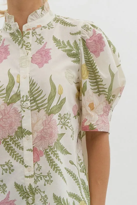Cottage Garden Ruffle Neck Top (EO)