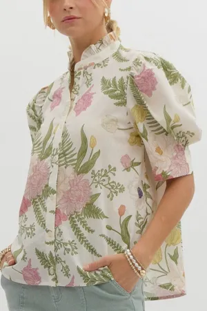 Cottage Garden Ruffle Neck Top (EO)