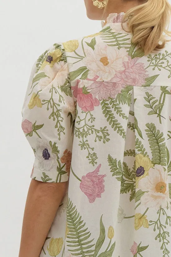 Cottage Garden Ruffle Neck Top (EO)