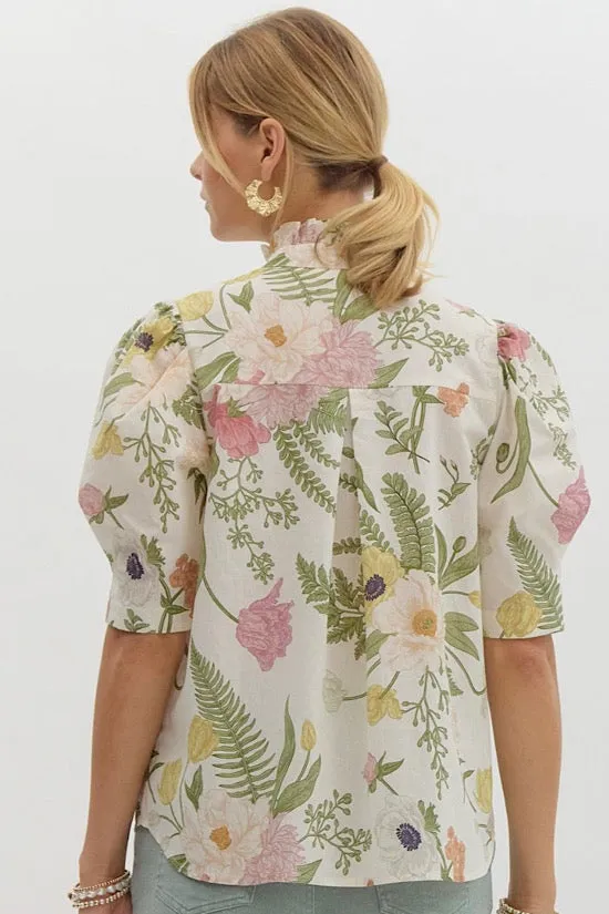 Cottage Garden Ruffle Neck Top (EO)