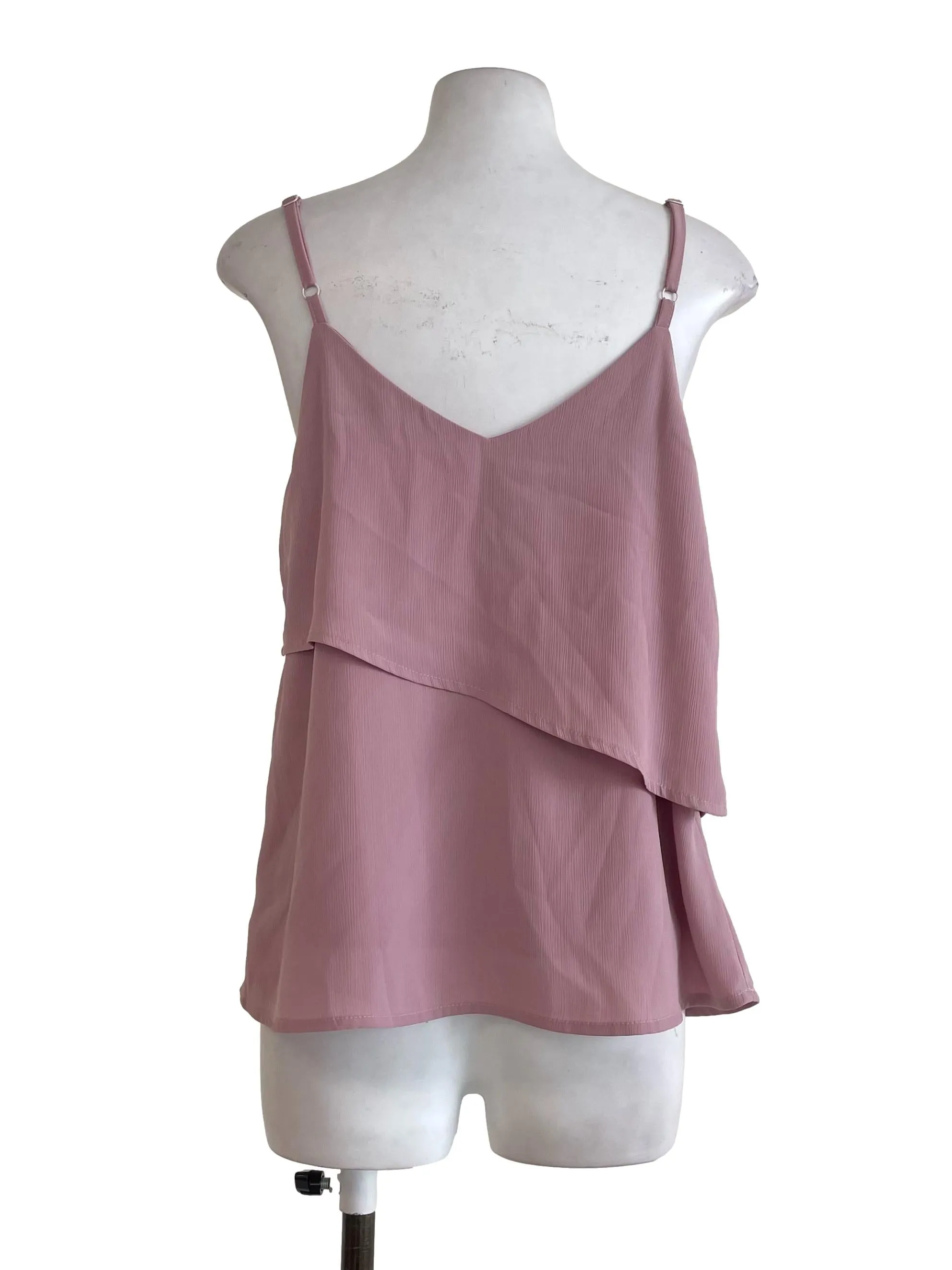 Crepe Pink Ruffled Top