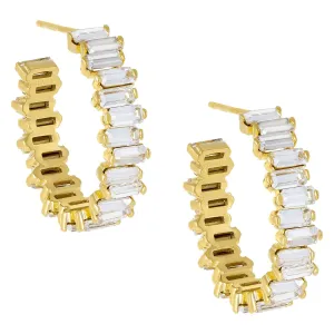 Crystal Baguette Hoop Earring