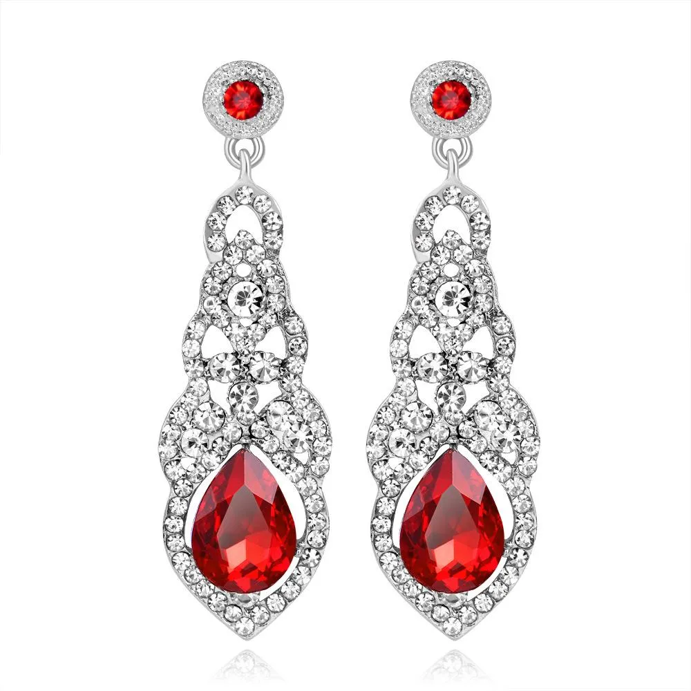 Crystal Unique Design Flower Teardrop Dangle Earrings|JaosWish