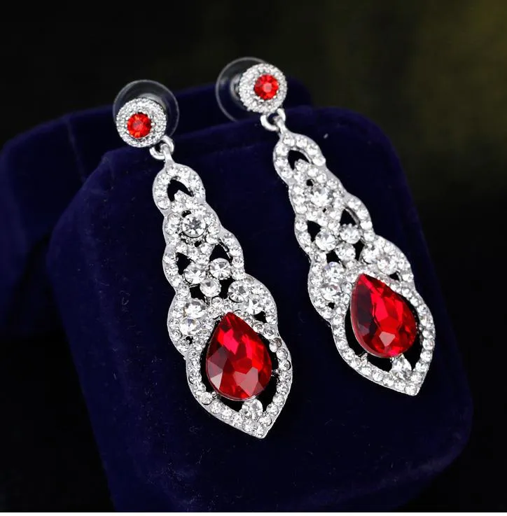 Crystal Unique Design Flower Teardrop Dangle Earrings|JaosWish