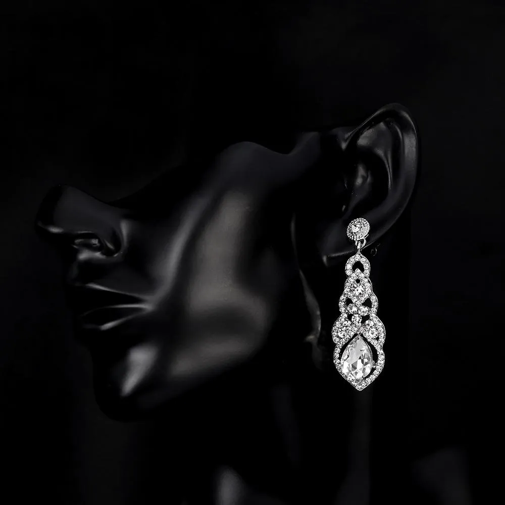 Crystal Unique Design Flower Teardrop Dangle Earrings|JaosWish