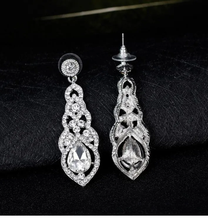 Crystal Unique Design Flower Teardrop Dangle Earrings|JaosWish