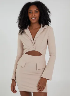 Cut Out Collared Blazer Dress