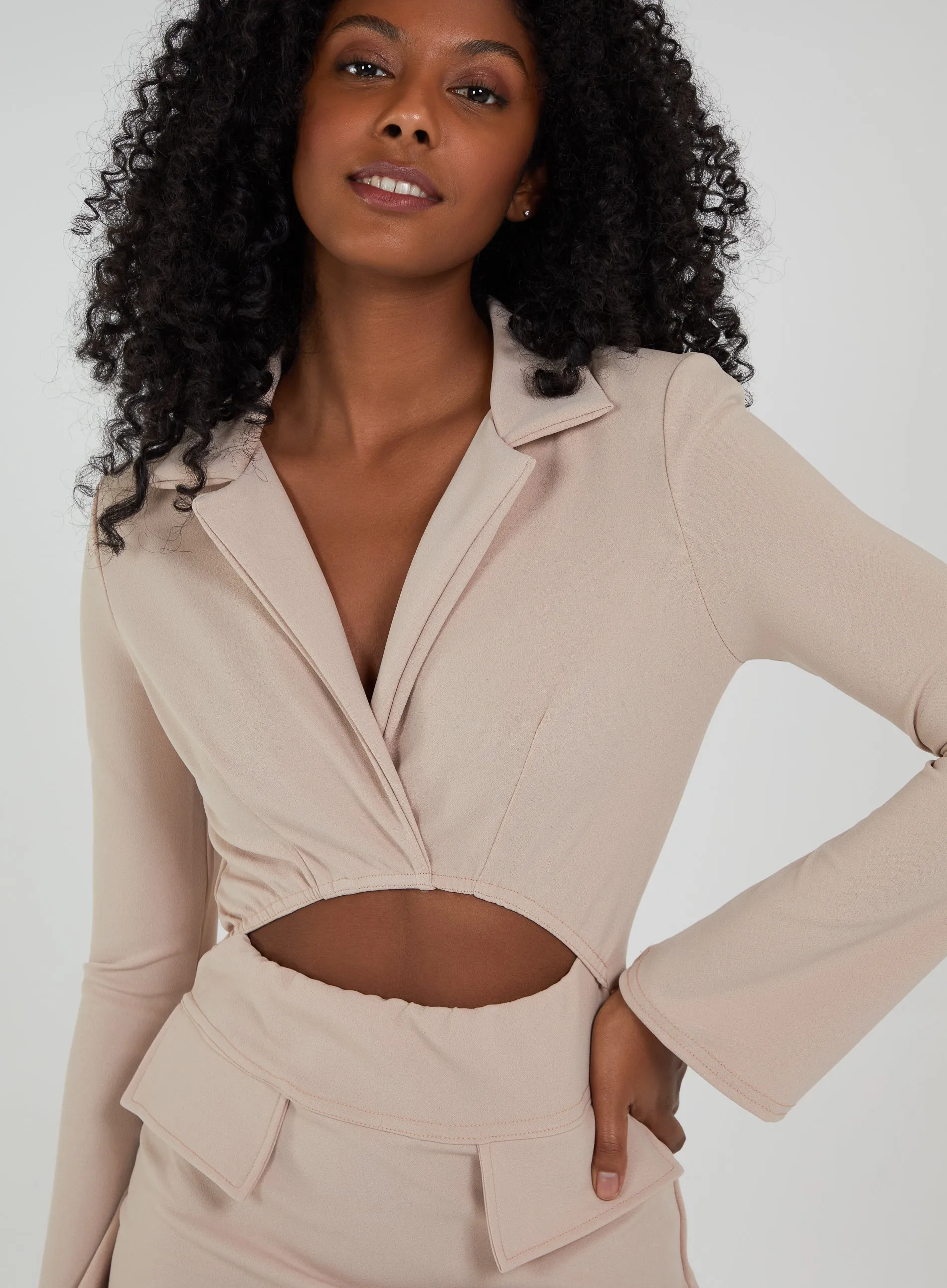 Cut Out Collared Blazer Dress