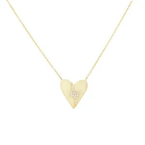 CZ Lightning X Heart Necklace