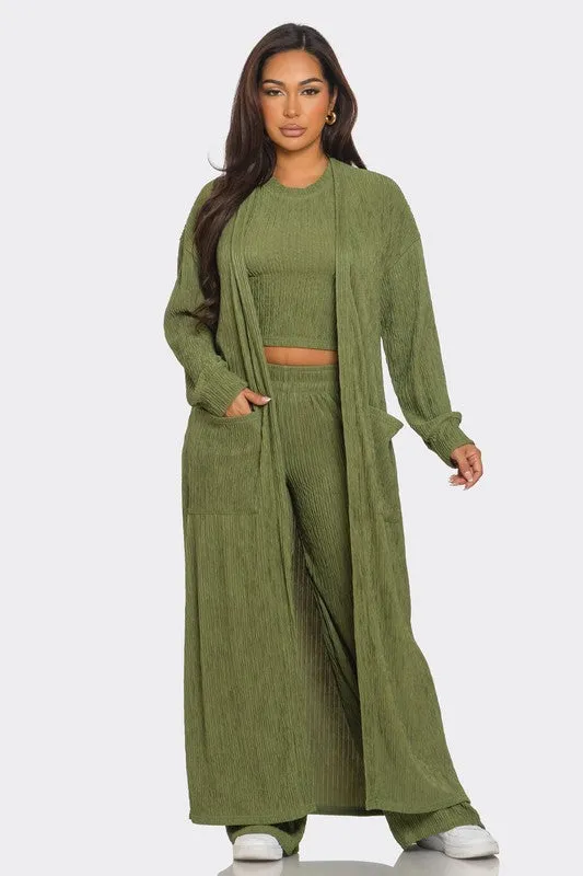 Daisy Crinkle Cardigan 3 Piece Set