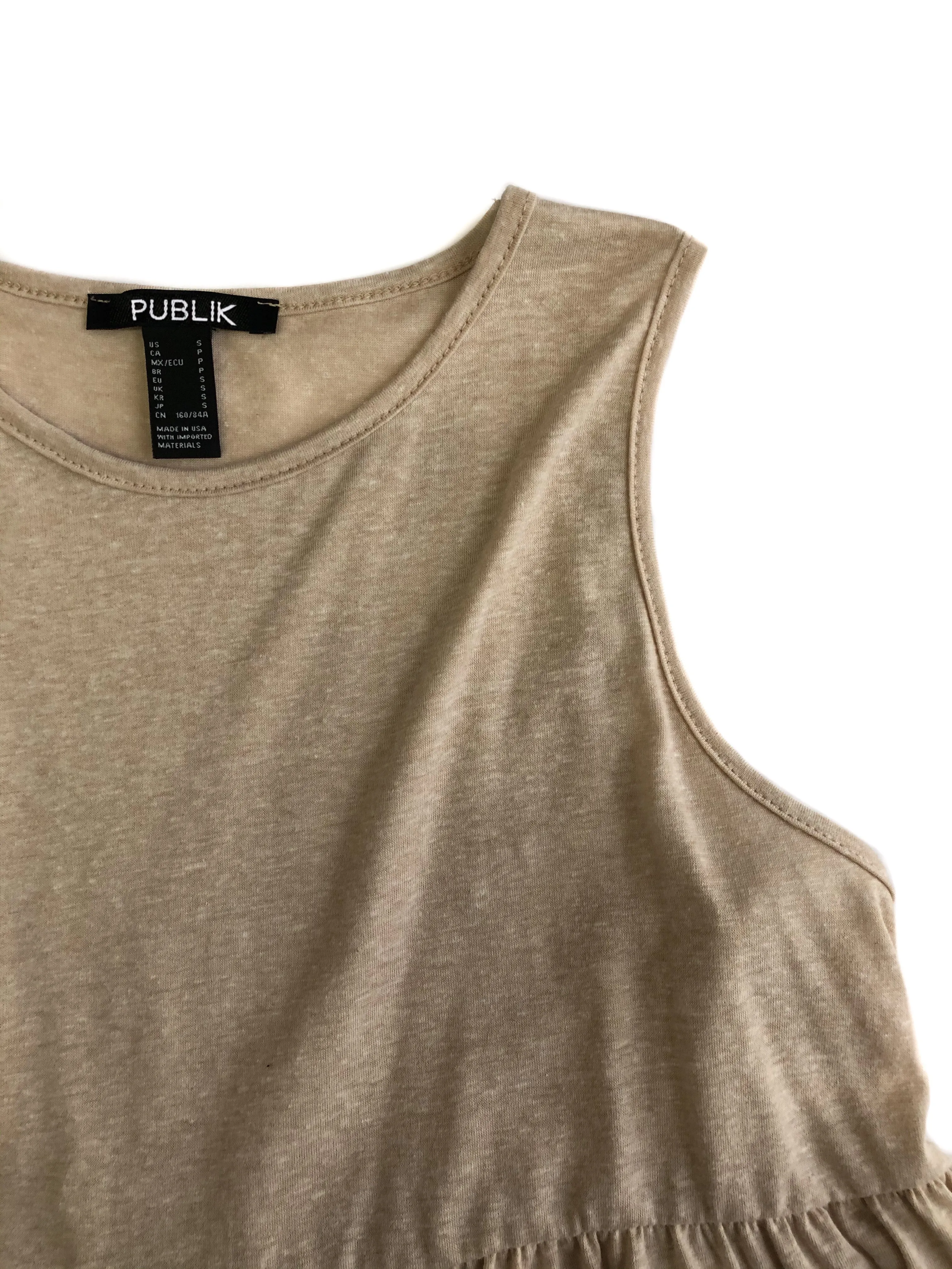 Dakota Tiered Sleeveless Top - Beige