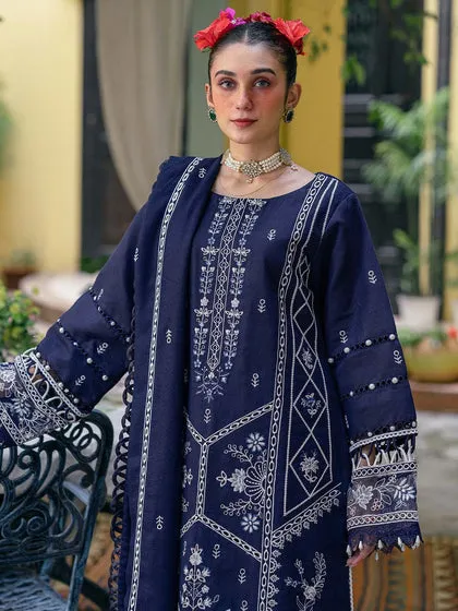 Dark Blue Embroidered Long Pakistani Salwar Kameez Style Salwar Suit