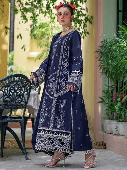 Dark Blue Embroidered Long Pakistani Salwar Kameez Style Salwar Suit