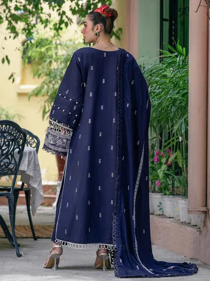 Dark Blue Embroidered Long Pakistani Salwar Kameez Style Salwar Suit