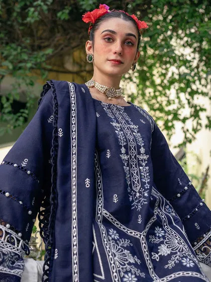 Dark Blue Embroidered Long Pakistani Salwar Kameez Style Salwar Suit