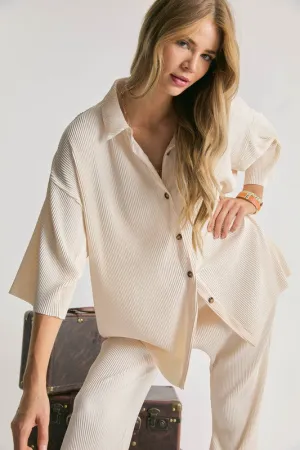 Davi & Dani SOLID BUTTON DOWN TOP