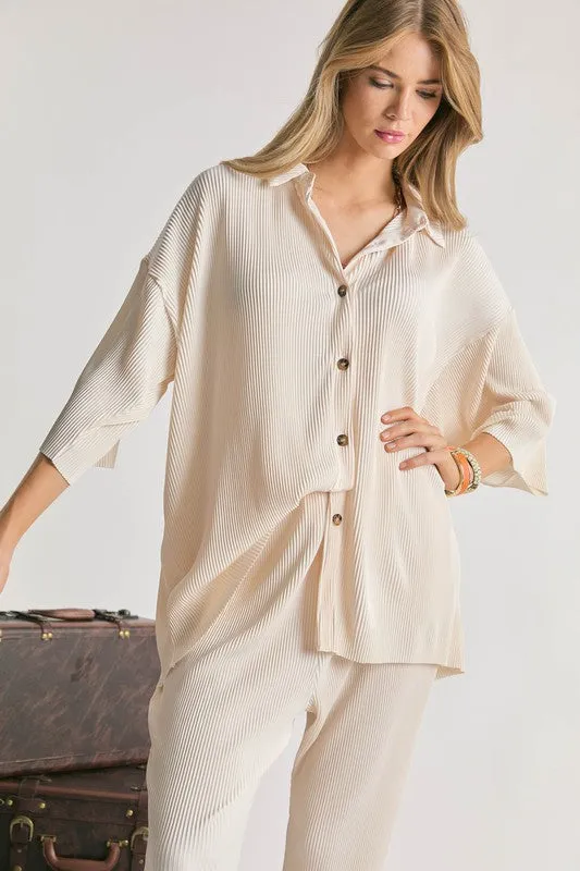Davi & Dani SOLID BUTTON DOWN TOP