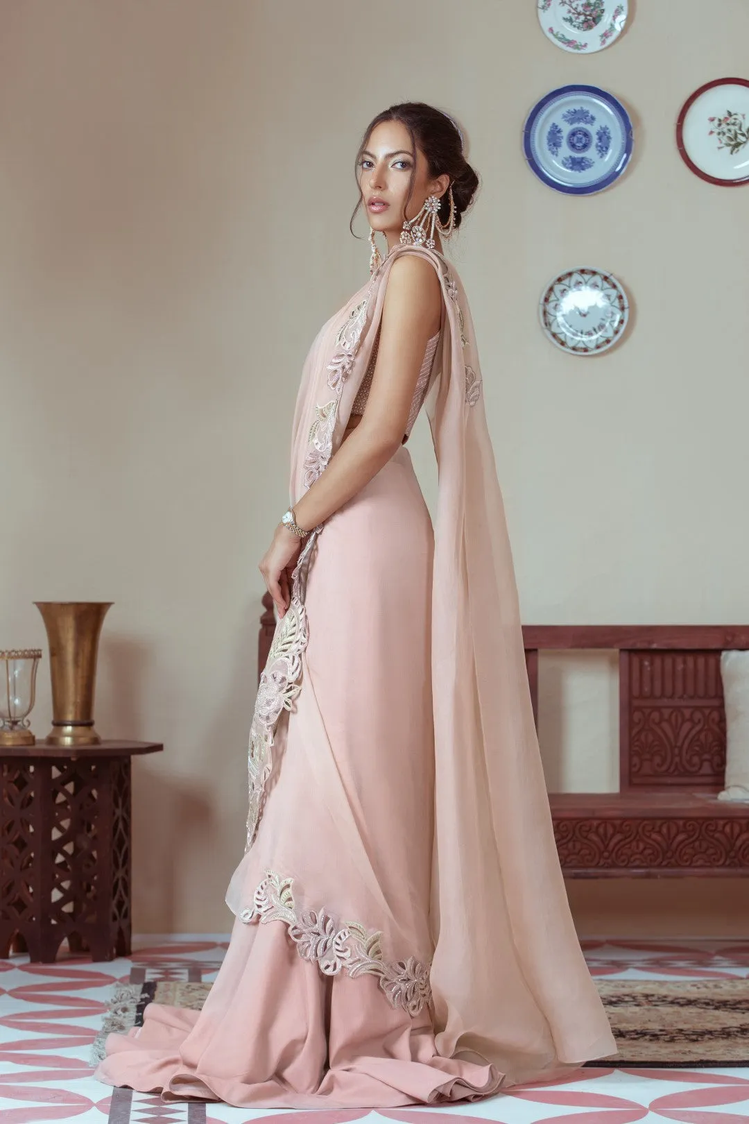 Designer Embellished Silk Saree for Asian Party Wear