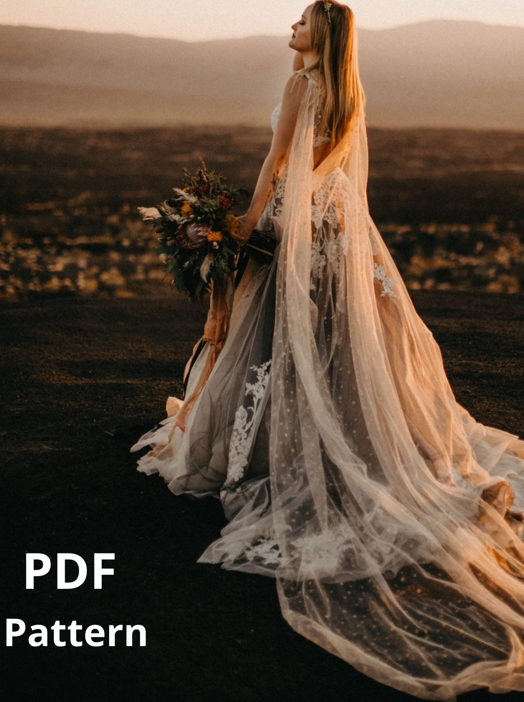 DIY Long Draped Wedding Cape Veil Pattern PDF Tutorial