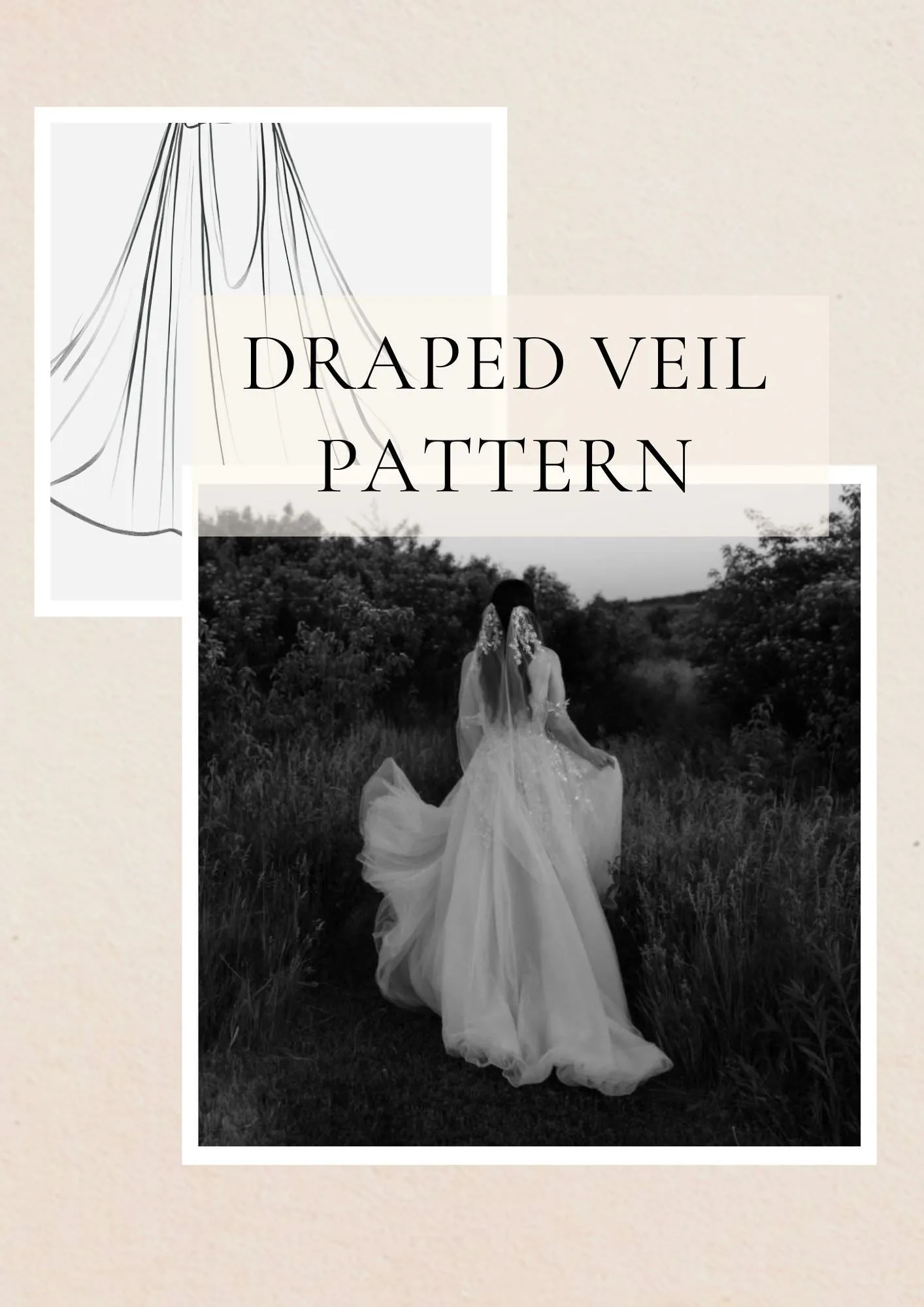 DIY Mid Length Draped Wedding Veil Pattern PDF Tutorial