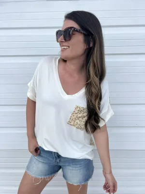 DOORBUSTER: Floral Contrast Pocket Tee - Mustard & Olive by Sew In Love (Ships in 2-3 Weeks)