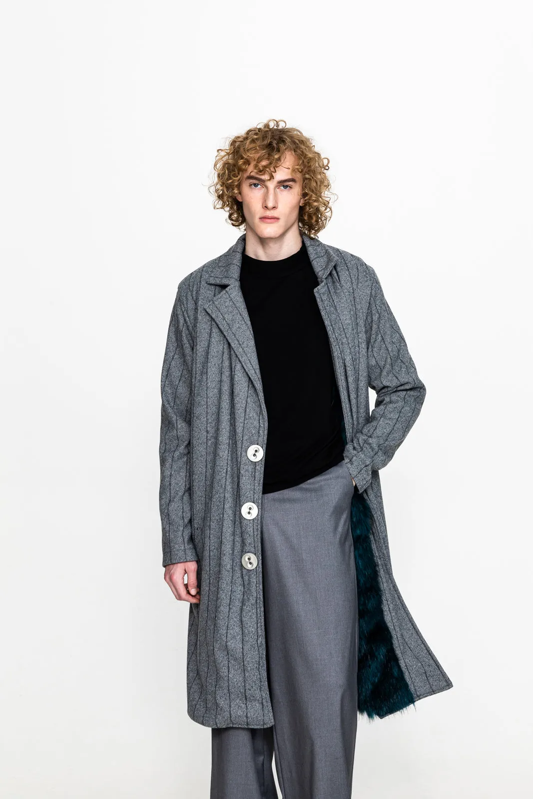 Dorsum Coat Striped Grey