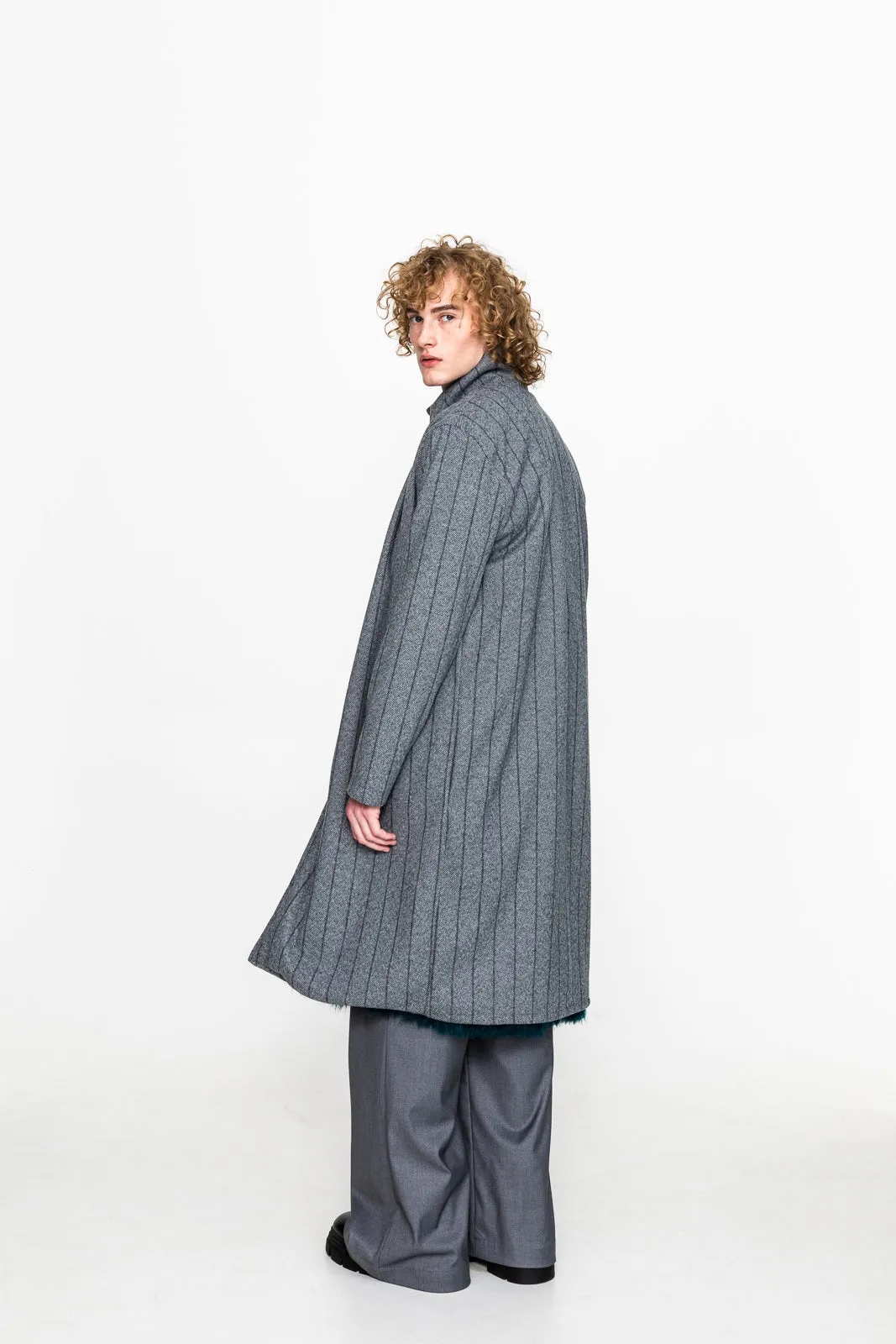 Dorsum Coat Striped Grey