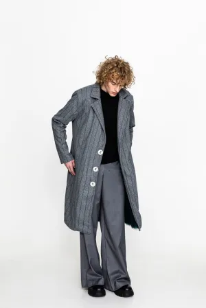 Dorsum Coat Striped Grey