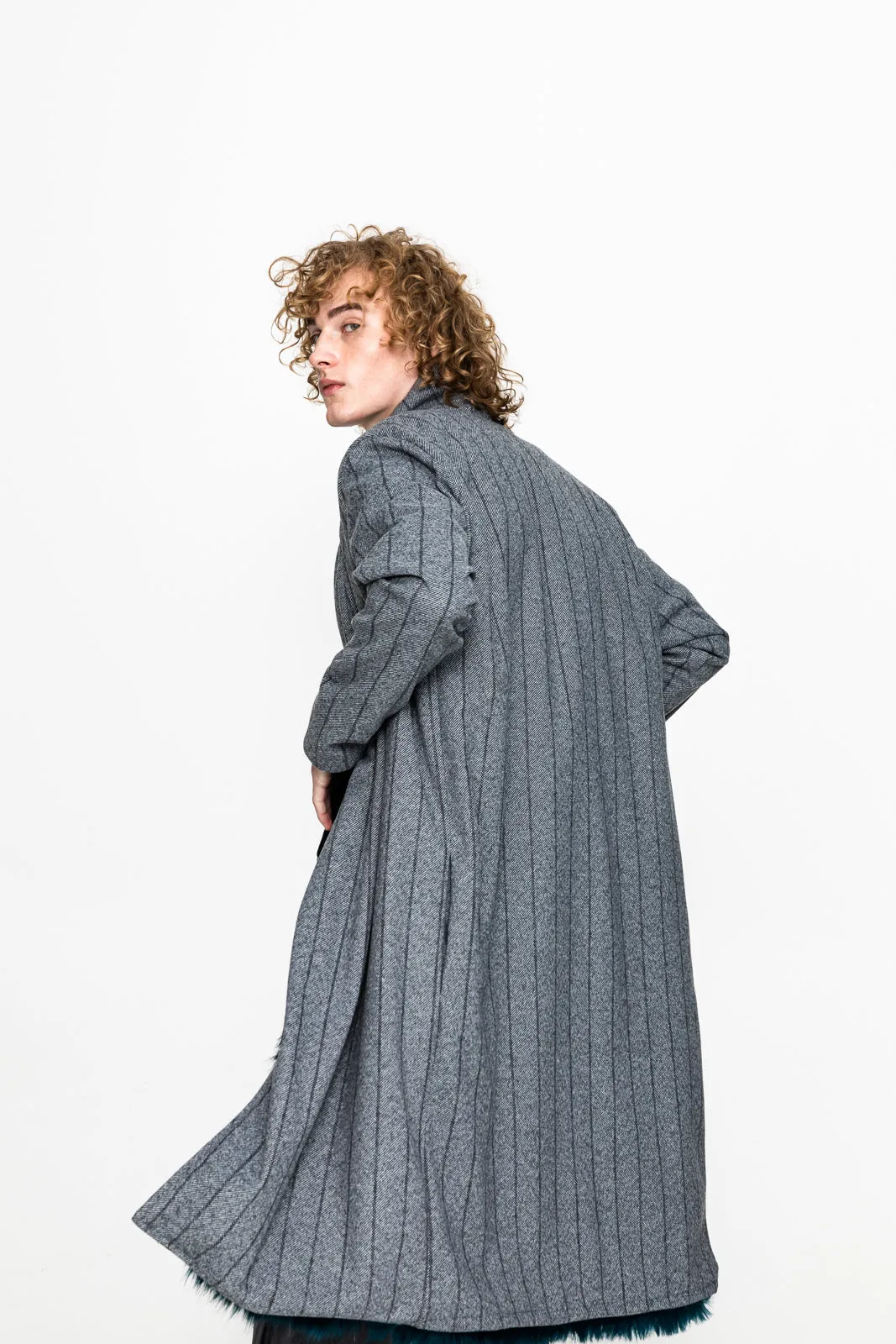 Dorsum Coat Striped Grey