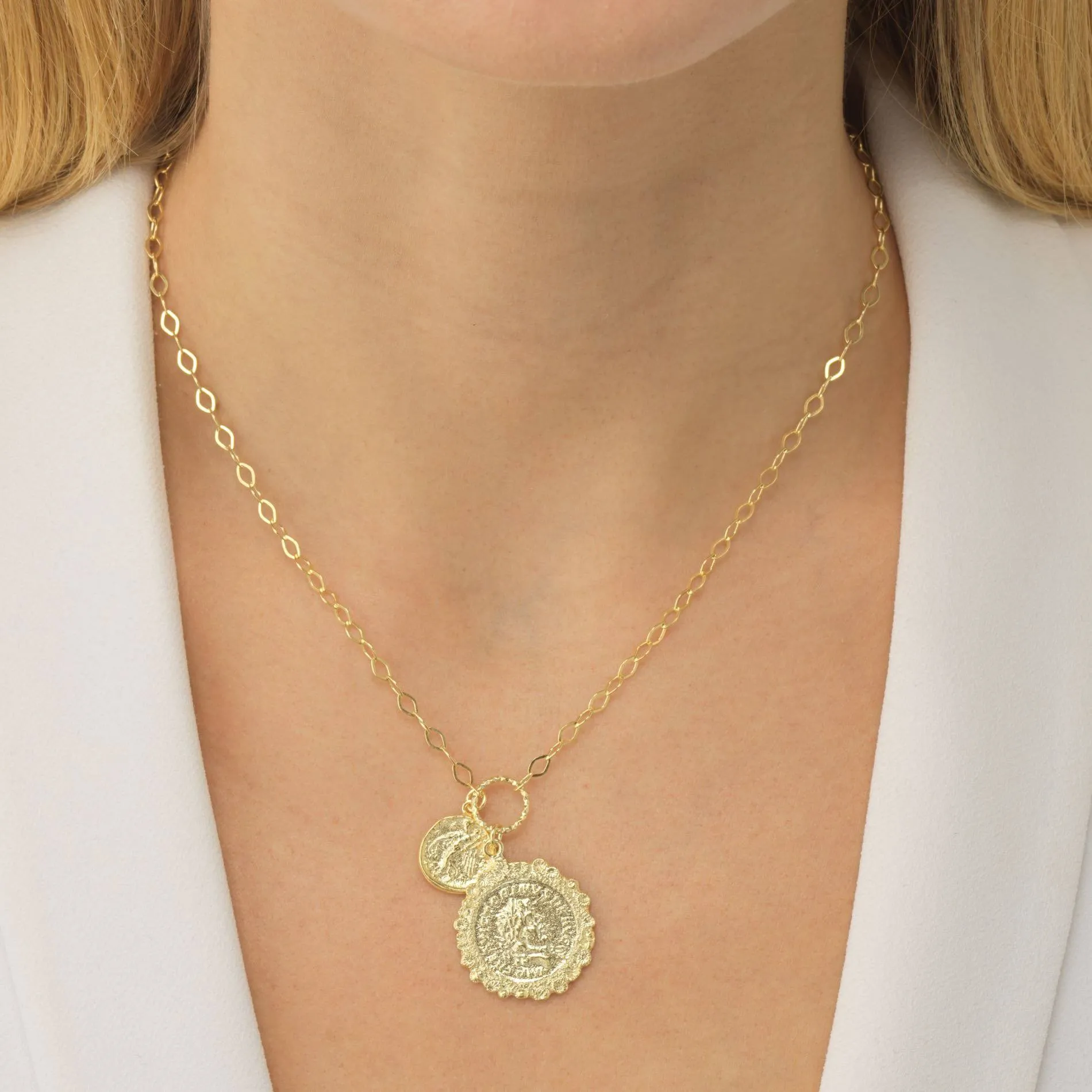 Double Coin Chain Necklace