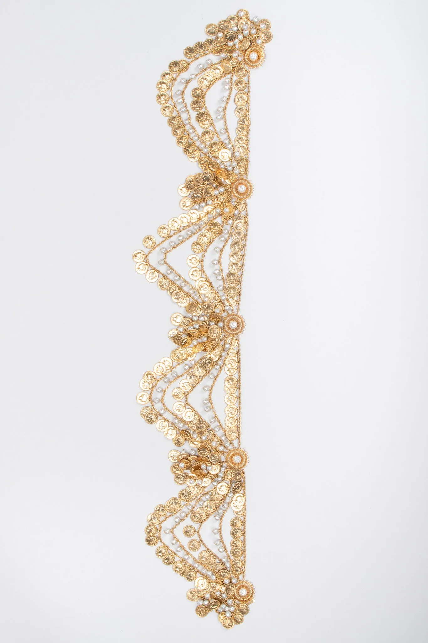 Draped Coin Pearl Chain Belt