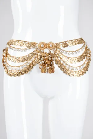 Draped Coin Pearl Chain Belt