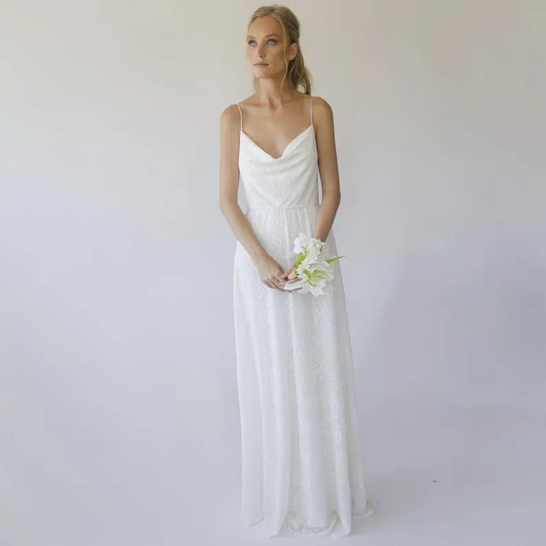 Draped lace wedding dress #1301