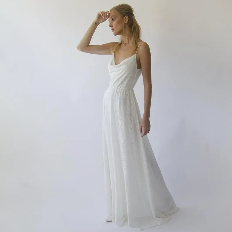 Draped lace wedding dress #1301