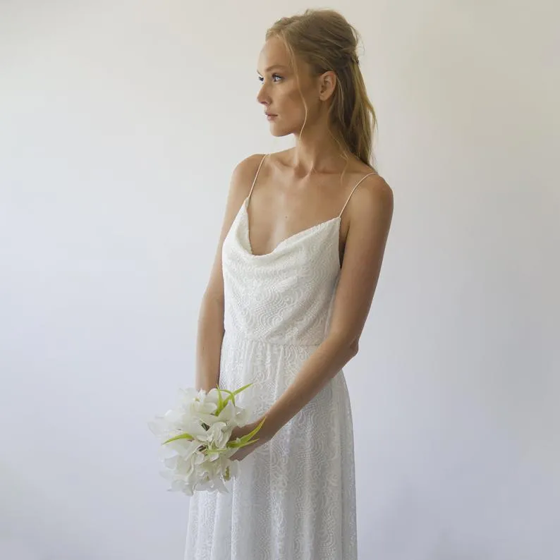 Draped lace wedding dress #1301