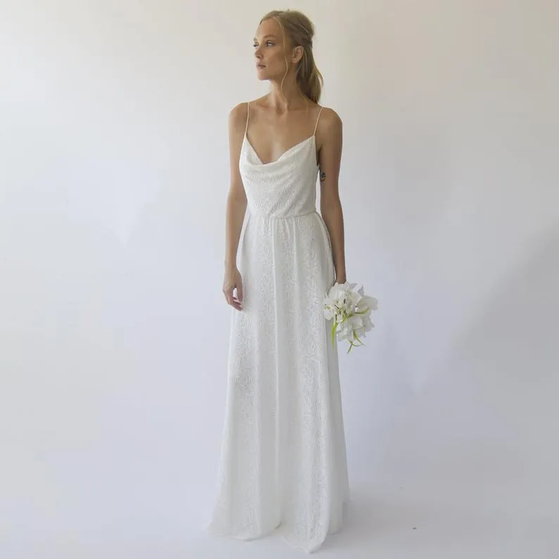 Draped lace wedding dress #1301