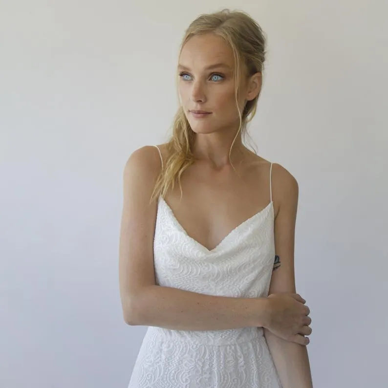 Draped lace wedding dress #1301